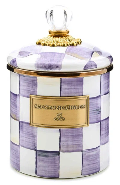 Mackenzie-childs Mackenzie Childs Violet Check Medium Enameled Steel Canister In Multi