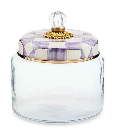 Mackenzie-childs Violet Check Medium Kitchen Canister In Transparent