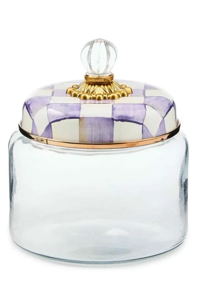 Mackenzie-childs Mackenzie Childs Violet Check Small Kitchen Canister In Purple