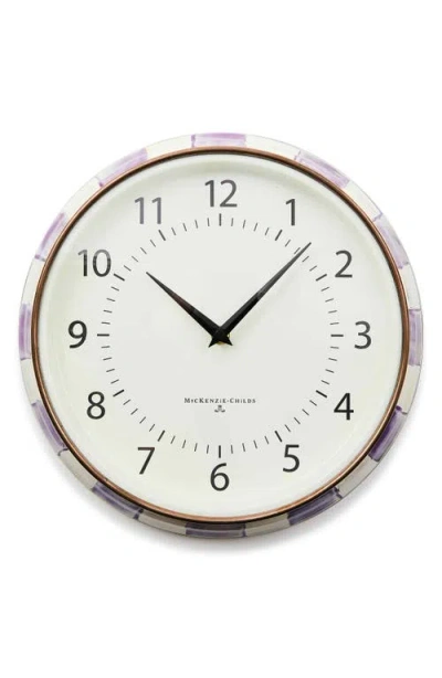 Mackenzie-childs Mackenzie Childs Violt Check Enameled Steel School Wall Clock In Purple