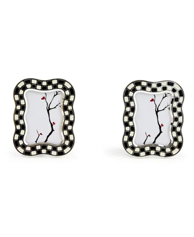 Mackenzie-childs Wavy Check Silver Plated Frames, Set Of 2 In Multi