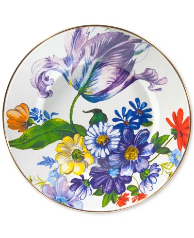 MACKENZIE-CHILDS WHITE FLOWER MARKET DINNER PLATE