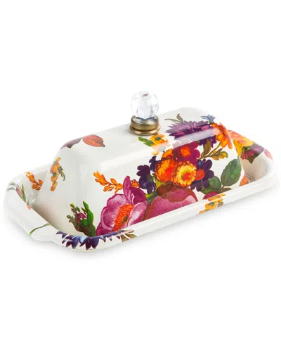 Mackenzie-childs White Flower Market Enameled Steel Butter Box In No Color