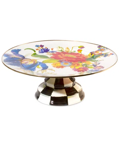 Mackenzie-childs White Flower Market Large Pedestal Platter