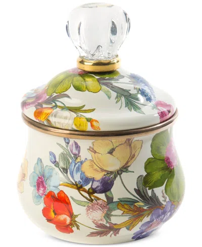 MACKENZIE-CHILDS WHITE FLOWER MARKET LIDDED SUGAR BOWL