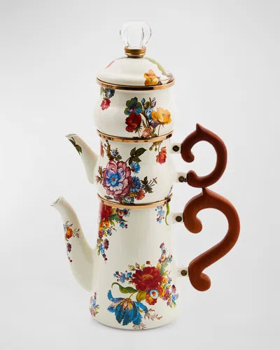 Mackenzie-childs White Flower Market Stackable Coffee Set