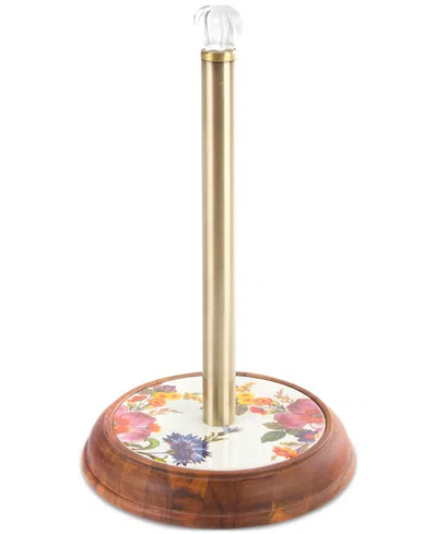 Mackenzie-childs White Flower Market Wood Paper Towel Holder In No Color