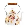Mackenzie-childs Wild Rose 3 Quart White Tea Kettle In Multi