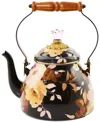 Mackenzie-childs Wild Rose Brown 2-qt. Tea Kettle In Multi
