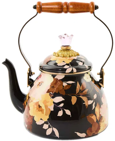 Mackenzie-childs Wild Rose Brown 2-qt. Tea Kettle In Multi