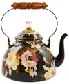 Mackenzie-childs Wild Rose Brown 3-qt. Tea Kettle In Multi