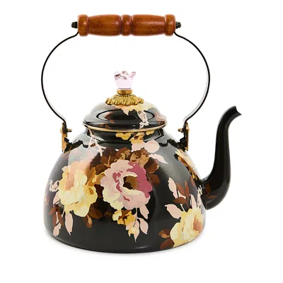 Mackenzie-childs Wild Rose Brown 3 Quart Tea Kettle In Multi
