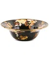 Mackenzie-childs Wild Rose Brown Serving Bowl In Multi