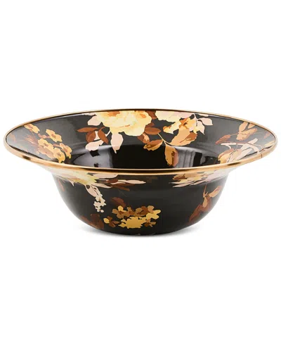 Mackenzie-childs Wild Rose Brown Serving Bowl In Multi