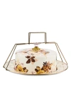 Mackenzie-childs Mackenzie Childs Wild Rose Enameled Steel Cake Carrier In Brown