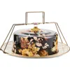 Mackenzie-childs Mackenzie Childs Wild Rose Enameled Steel Cake Carrier In Multi