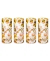 Mackenzie-childs Mackenzie Childs Set Of 4 Wild Rose Highball Glasses In Multi