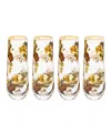 Mackenzie-childs Wild Rose Stemless Flute Glasses, Set Of 4 In Multi
