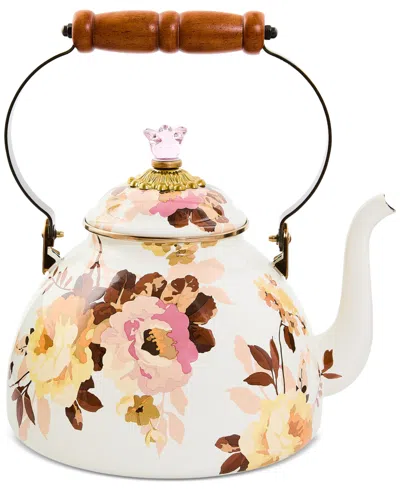 Mackenzie-childs Wild Rose White 3-qt. Tea Kettle In Multi