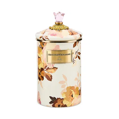 Mackenzie-childs Wild Rose White Large Canister In Multi