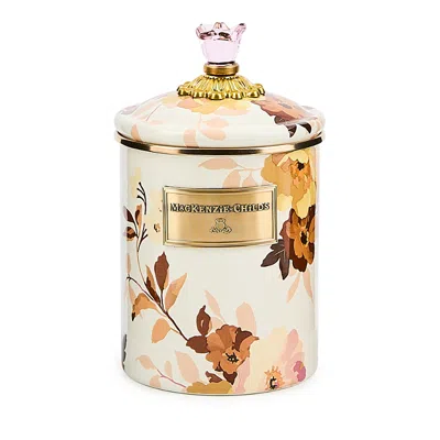 Mackenzie-childs Wild Rose White Medium Canister In Multi