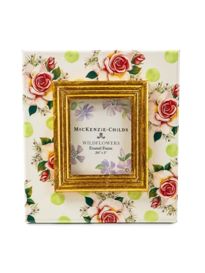 Mackenzie-childs Wildflowers Enamel Green Frame, 2.5" X 3" In Gold