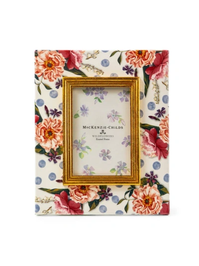 Mackenzie-childs Wildflowers Enamel Frame, 4" X 6" In Gold