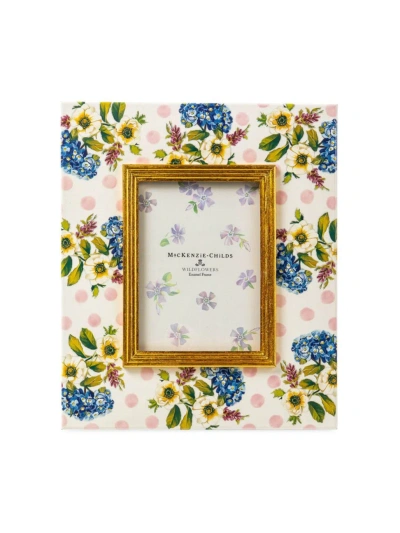 Mackenzie-childs Wildflowers Enamel Pink Frame, 5" X 7" In Gold