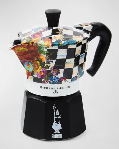 Mackenzie-childs X Bialetti Moka Express Courtly Flower Market Stovetop Coffee Pot, 3 Cups In Black