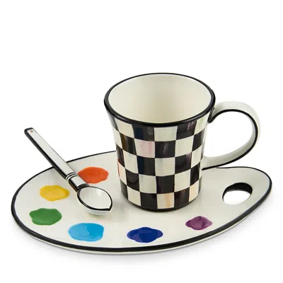 Mackenzie-childs Artist Palette Mug & Saucer Set In Multi