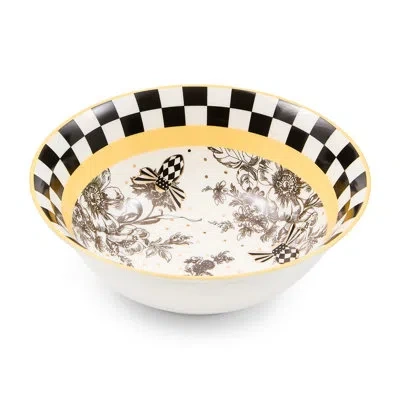 Mackenzie-childs Bee Toile Bowl In Black;white;yellow