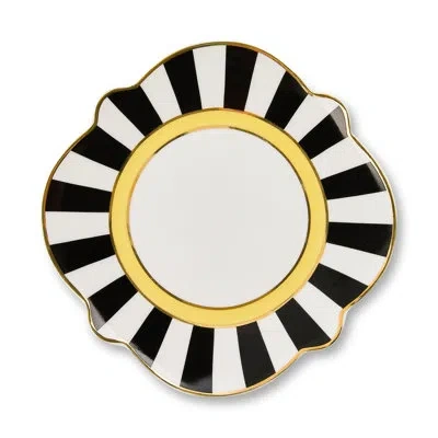Mackenzie-childs Bee Toile Bread & Butter Plate In Black;white;yellow