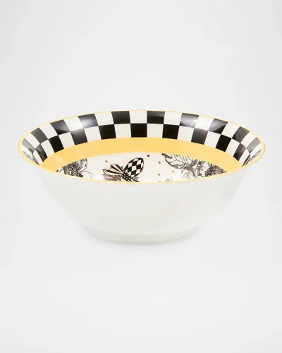 Mackenzie-childs Bee Toile Ceramic Bowl In White