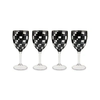 Mackenzie-childs Black Check Acrylic Wine Goblets