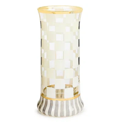 Mackenzie-childs Carnival White Highball Glass In White;gold;clear
