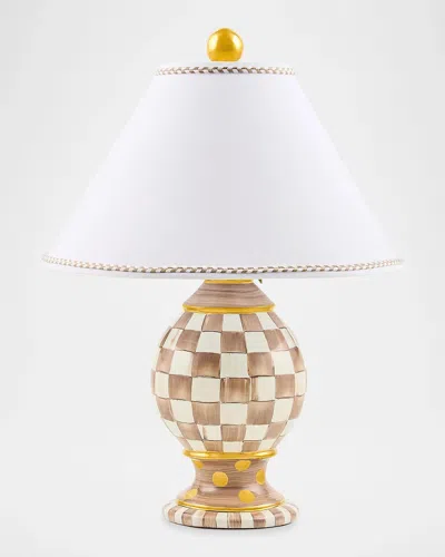 Mackenzie-childs Check Ceramic Globe Lamp In Brown