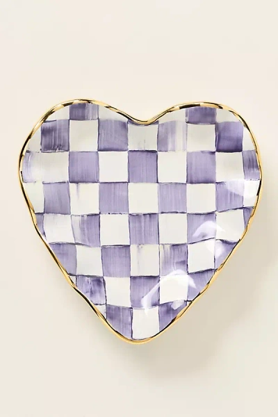 Mackenzie-childs Check Fluted Ceramic Heart Plate In Purple