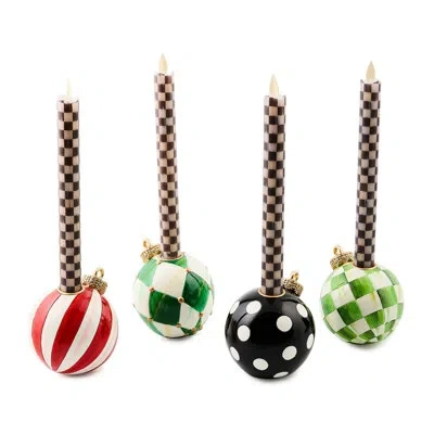 Mackenzie-childs Check It Out Ornament Candle Holders In Black;green;red