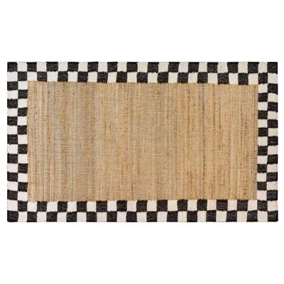Mackenzie-childs Check Jute Rug In Black,beige