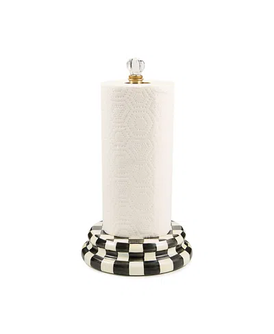 Mackenzie-childs Check Paper Towel Holder In White