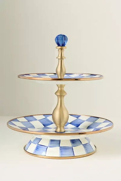 Mackenzie-childs Check Two-tier Sweet Stand In Blue