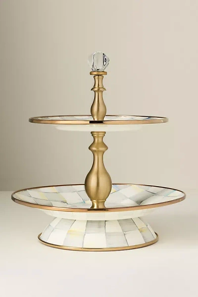 Mackenzie-childs Check Two-tier Sweet Stand In Gold