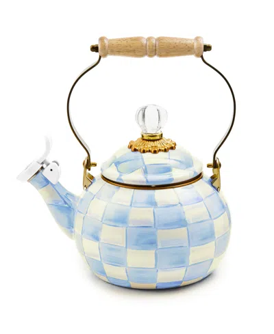 Mackenzie-childs Check Whistling Tea Kettle In Blue