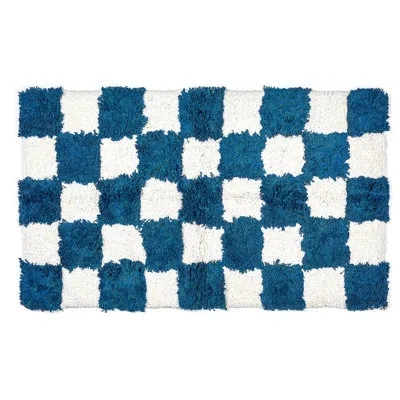Mackenzie-childs Checkerboard Bath Rug In Navy