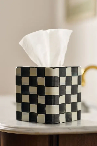 Mackenzie-childs Checkered Boutique Tissue Box Cover In Black