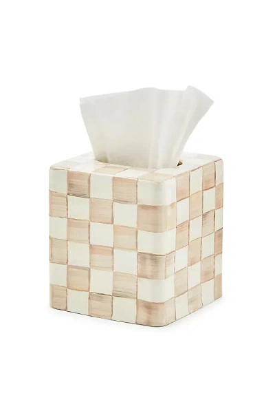 Mackenzie-childs Checkered Boutique Tissue Box Cover In Brown