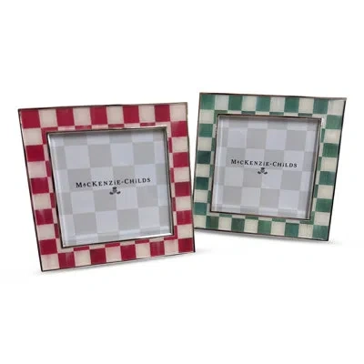 Mackenzie-childs Cherry & Emerald Check Silver Plated Frames In Multi