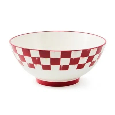 Mackenzie-childs Cherry Check Serving Bowl In White;red