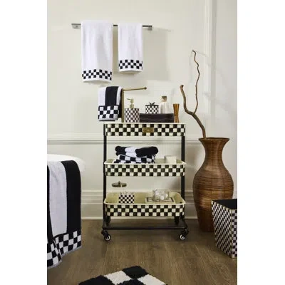 Mackenzie-childs Courtly Check 3-tier Kitchen Cart In Black,white,black