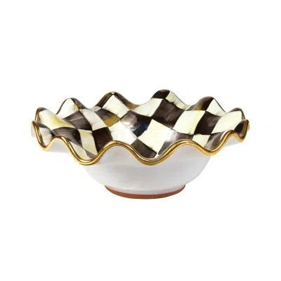 Mackenzie-childs Courtly Check® Ceramic Fluted Bowl In Black;white